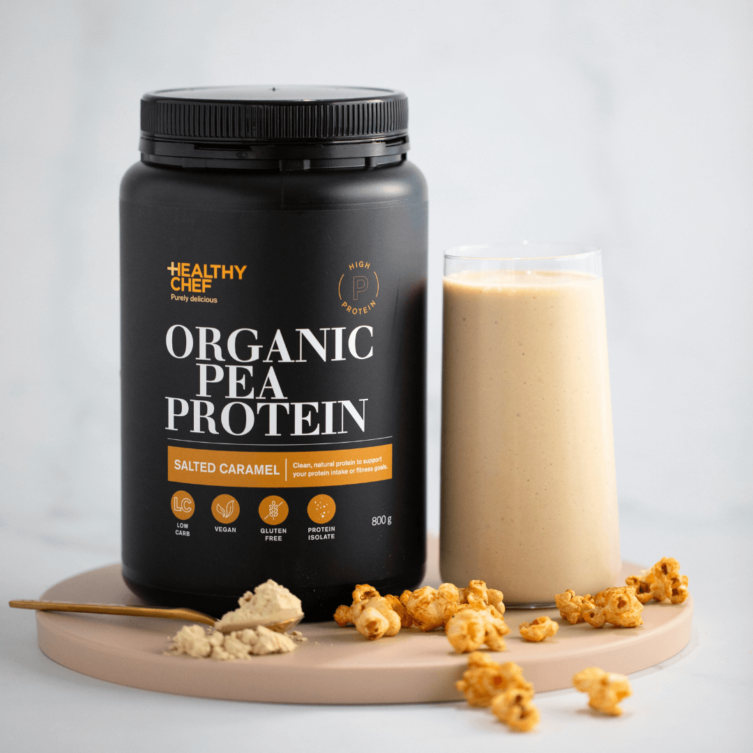 Organic Pea Protein Salted Caramel Supplement Powders The Healthy Chef