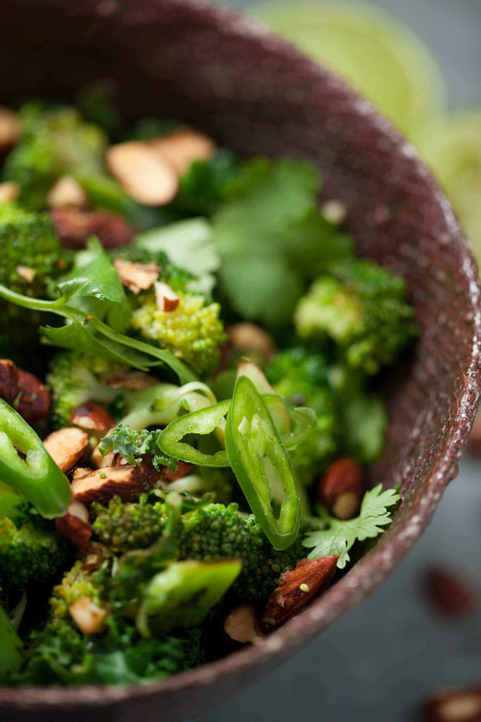 Warm Broccoli Salad With Kale, Lime + Tamari Almonds