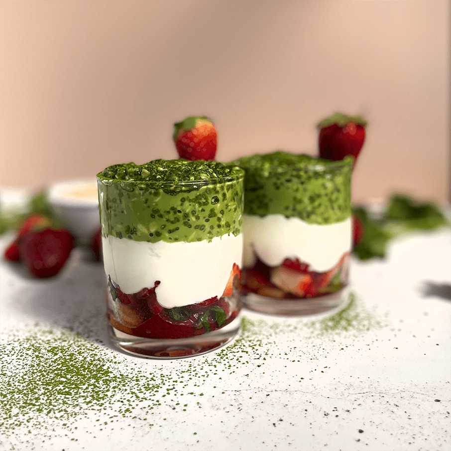 Strawberry Matcha Protein Overnight Oats