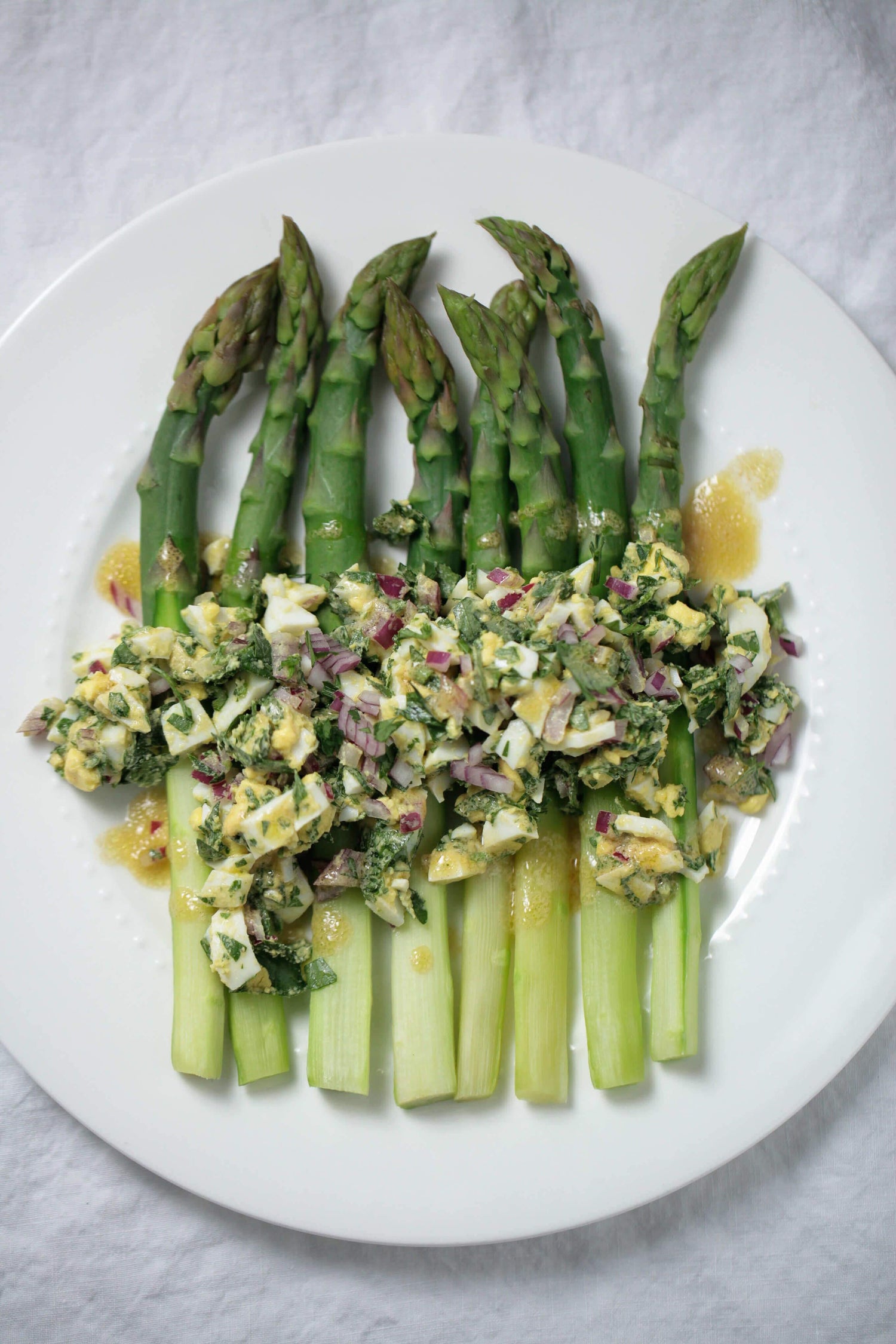 Smashed Organic Eggs with Mustardy French Dressing