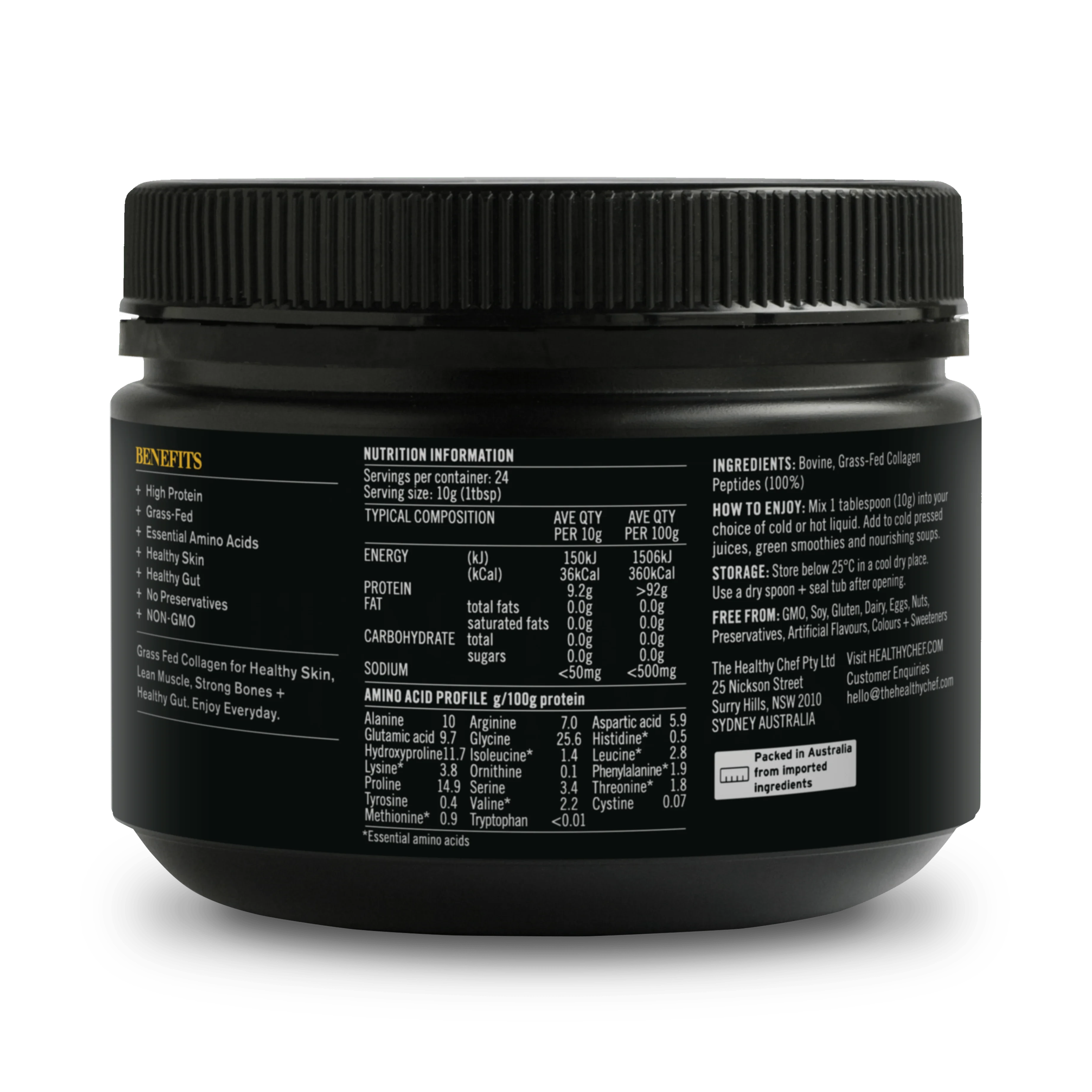 Grass Fed Collagen - 240g Supplement Powders The Healthy Chef 