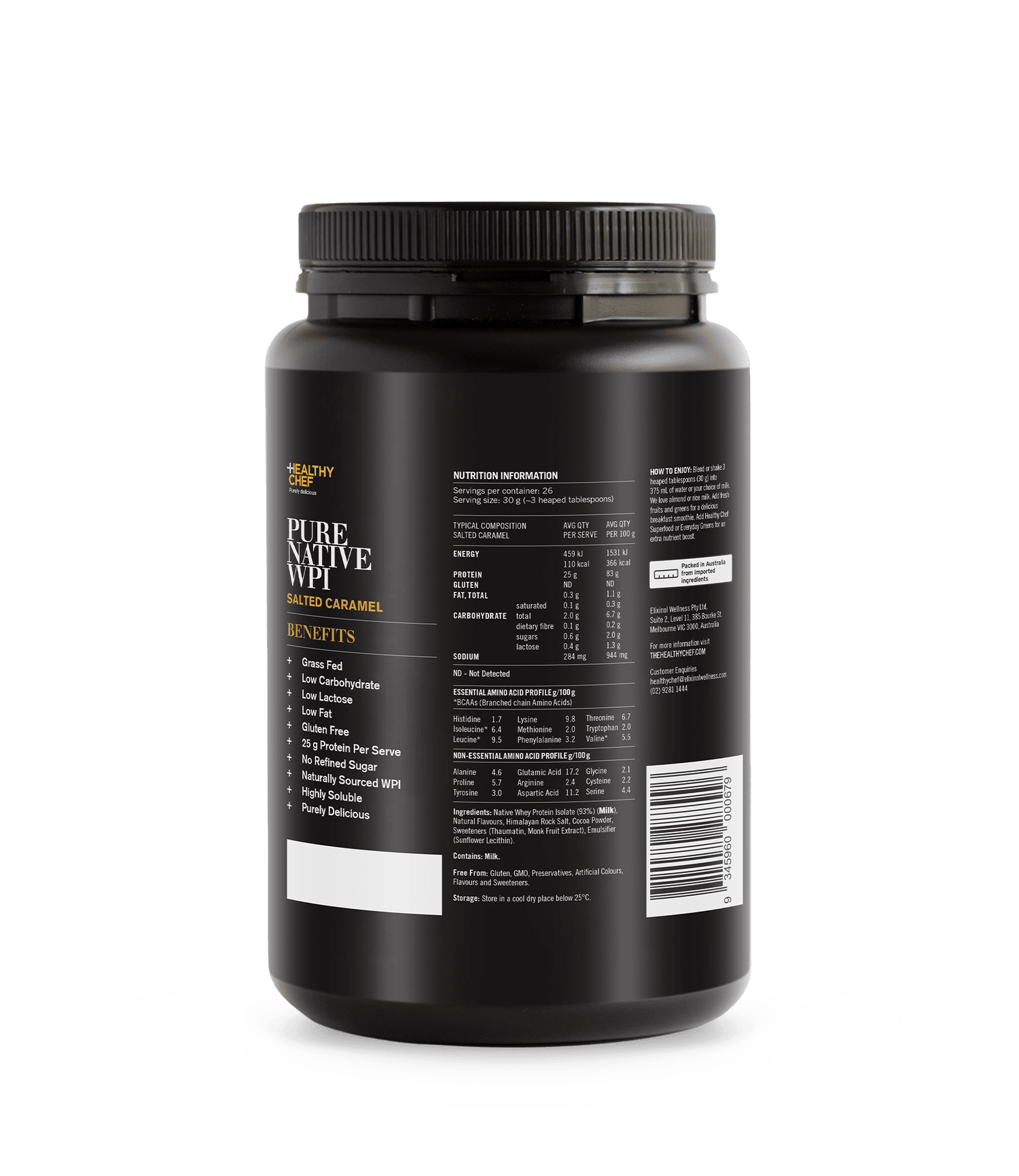Whey Protein Isolate Salted Caramel Supplement Powders The Healthy Chef 