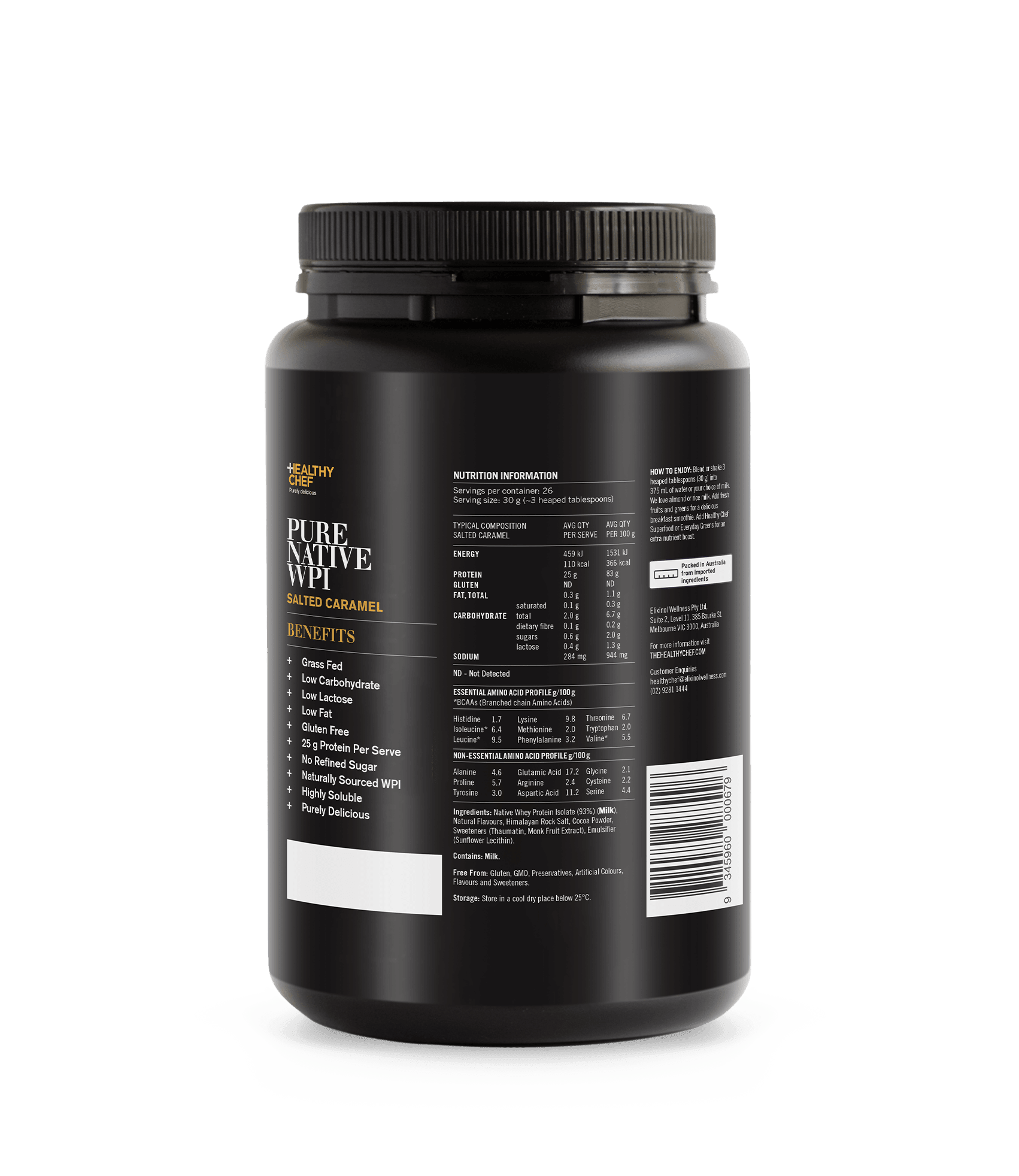 Whey Protein Isolate Salted Caramel Supplement Powders The Healthy Chef 