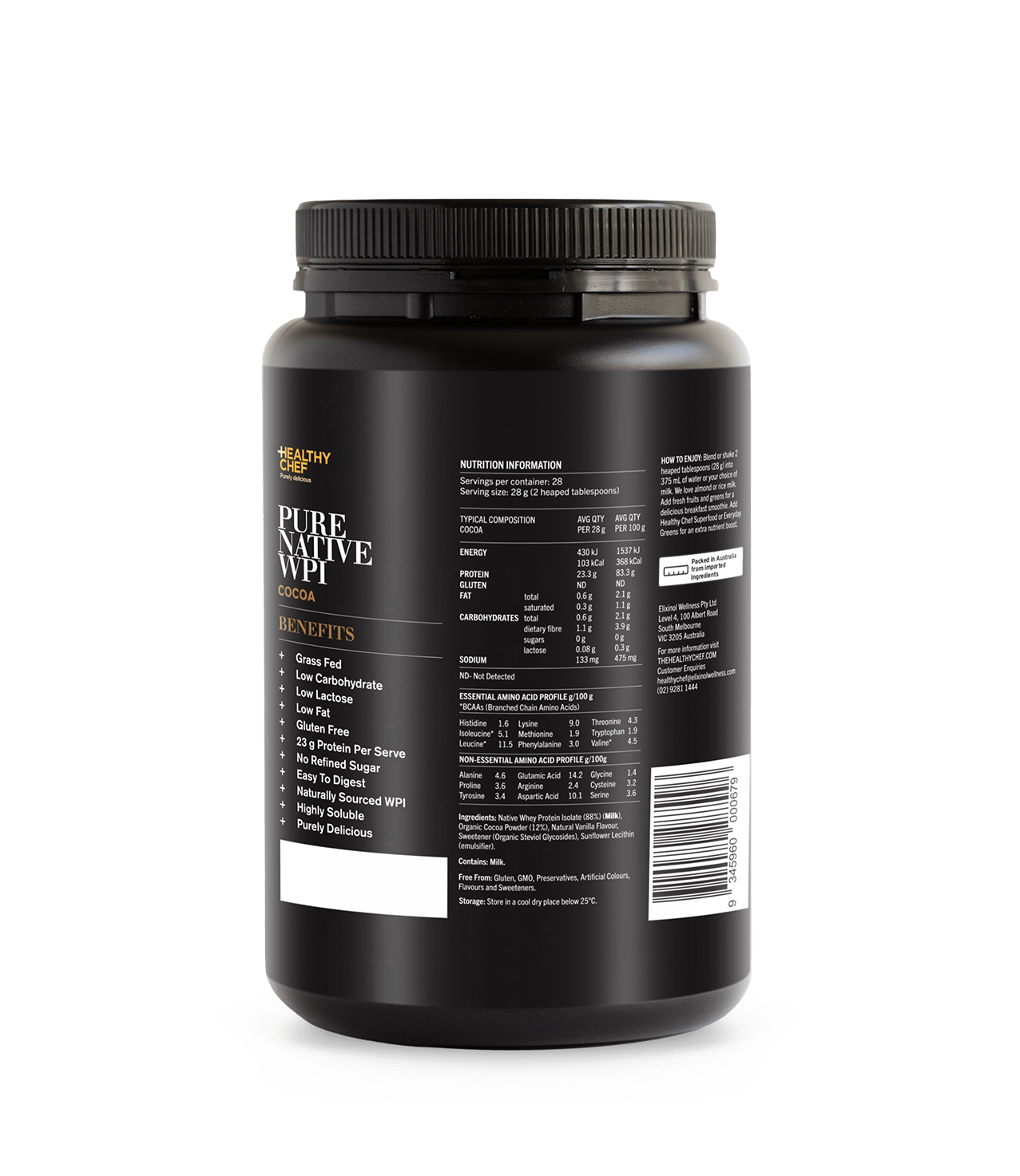 Whey Protein Isolate Cocoa Supplement Powders The Healthy Chef 