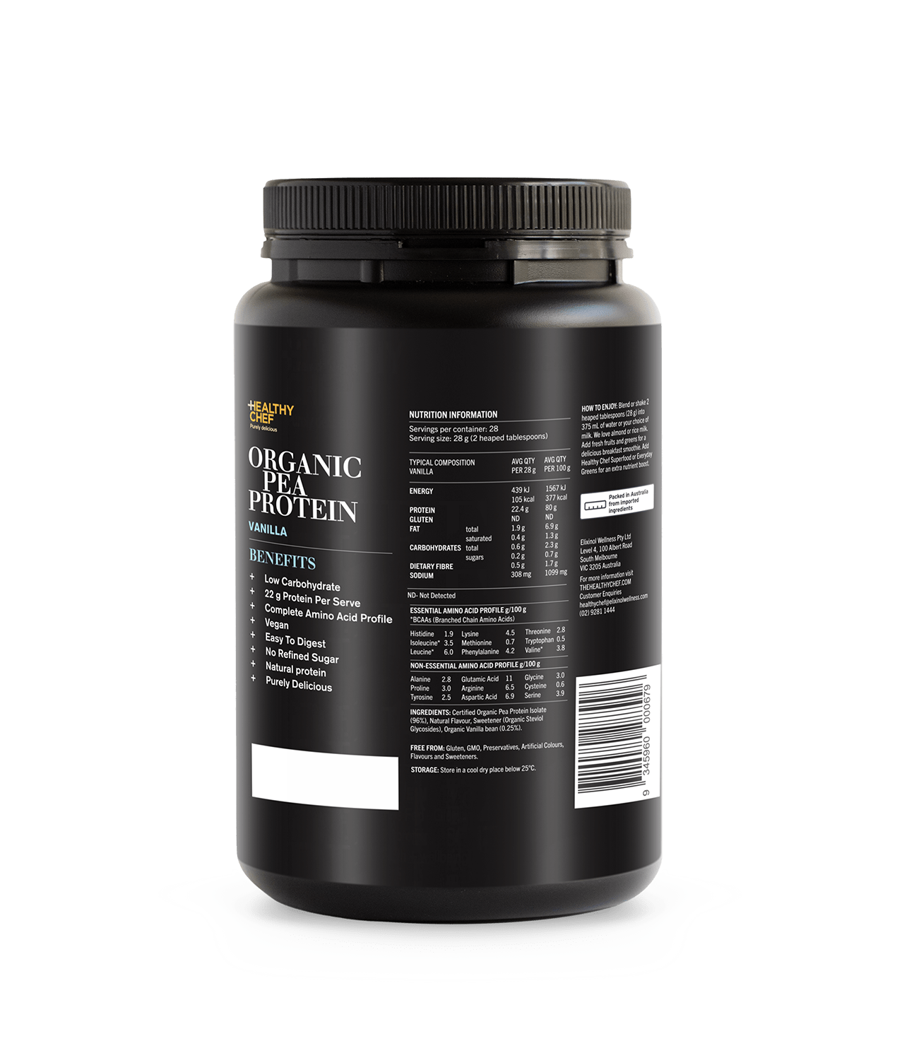 Organic Pea Protein Vanilla Supplement Powders The Healthy Chef 