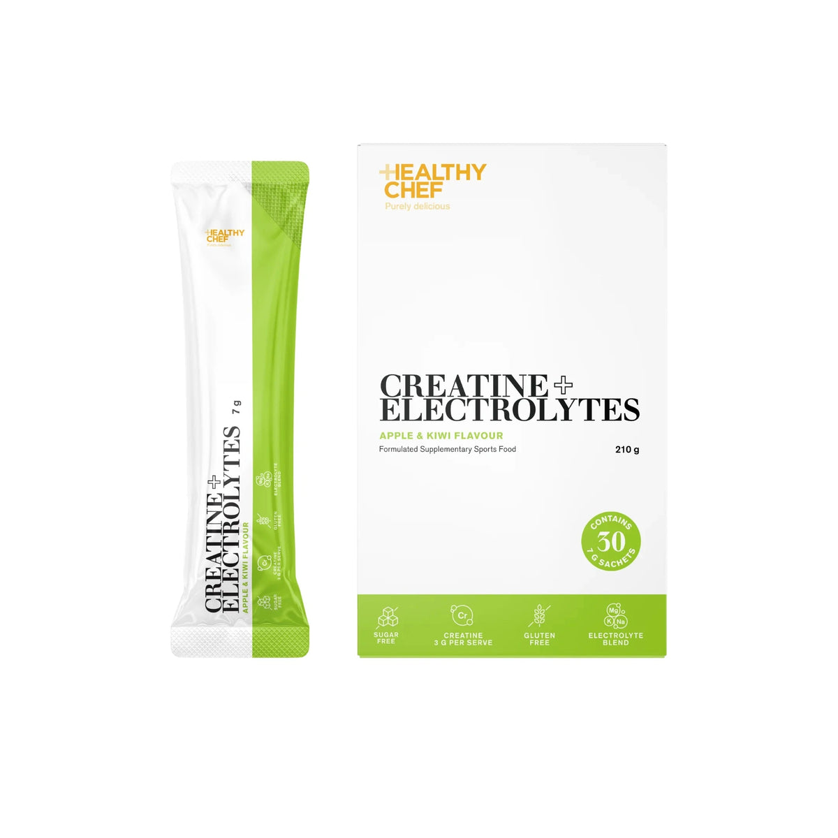 Creatine + Electrolytes Green Apple + Kiwi - 30 x 7g Sachets Supplement Powders The Healthy Chef 