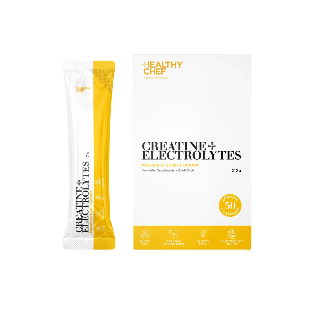 Creatine + Electrolytes Pineapple + Lime - 30 x 7g Sachets Supplement Powders The Healthy Chef 