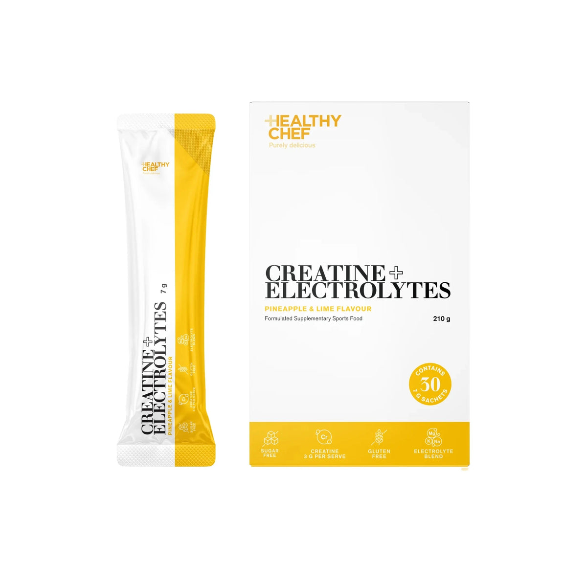 Creatine + Electrolytes Pineapple + Lime - 30 x 7g Sachets Supplement Powders The Healthy Chef 