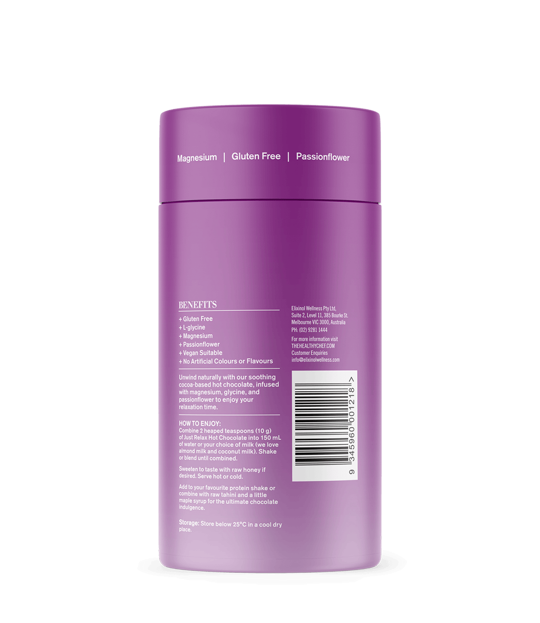 Just Relax Hot Chocolate - 200g Functional Drinks &amp; Broths The Healthy Chef 