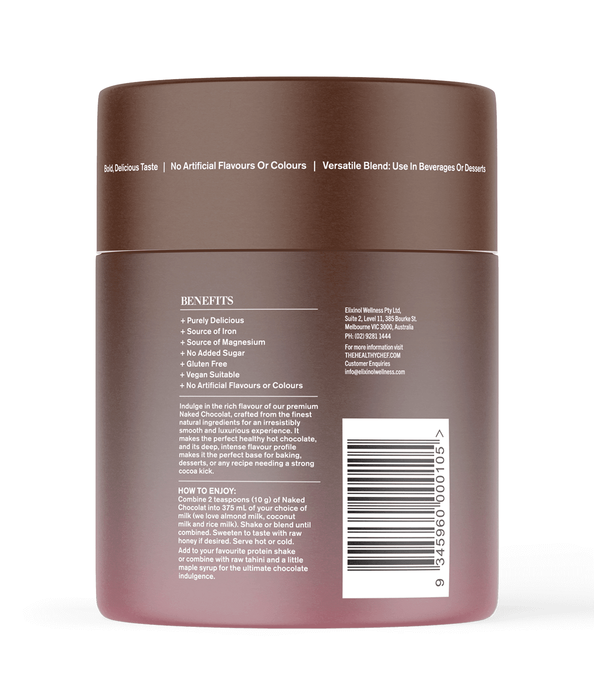 Naked Chocolat Dark - 350g Functional Drinks &amp; Broths The Healthy Chef 