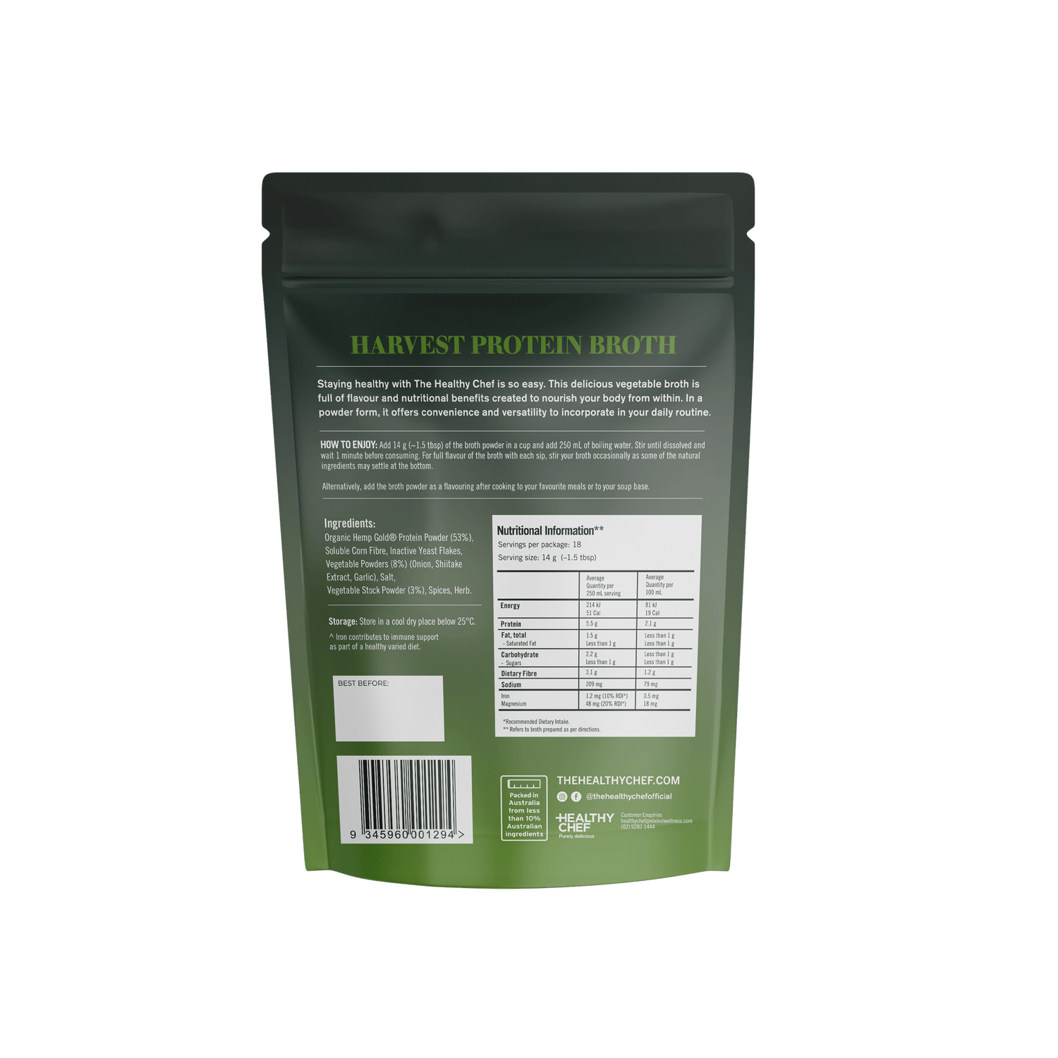 Harvest Protein Broth - 252g Functional Drinks &amp; Broths The Healthy Chef 