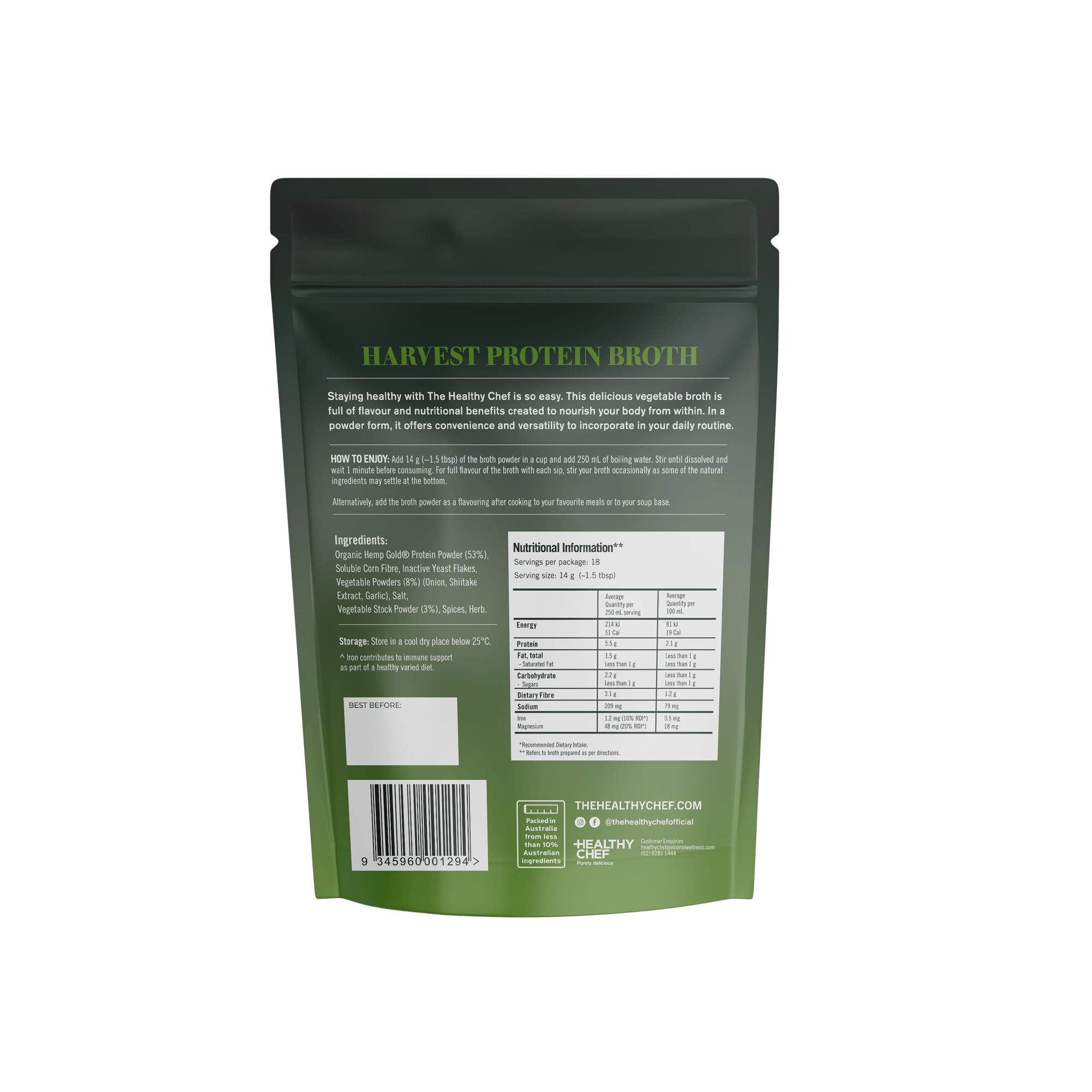 Harvest Protein Broth - 252g Functional Drinks &amp; Broths The Healthy Chef 