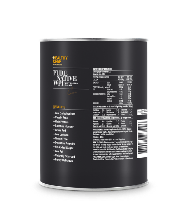 Pure Native WPI Cocoa Protein The Healthy Chef 