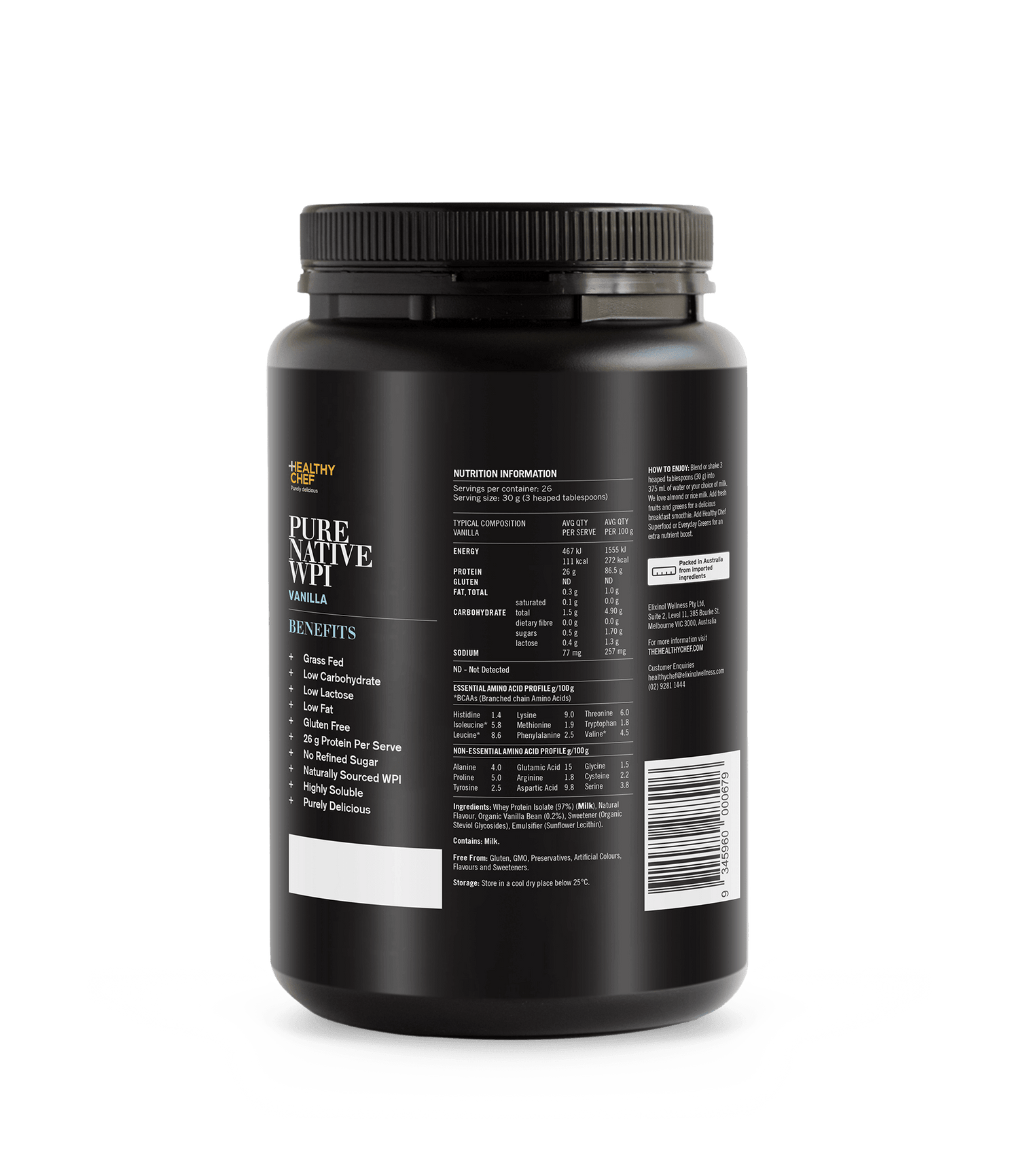 Whey Protein Isolate Vanilla Supplement Powders The Healthy Chef 