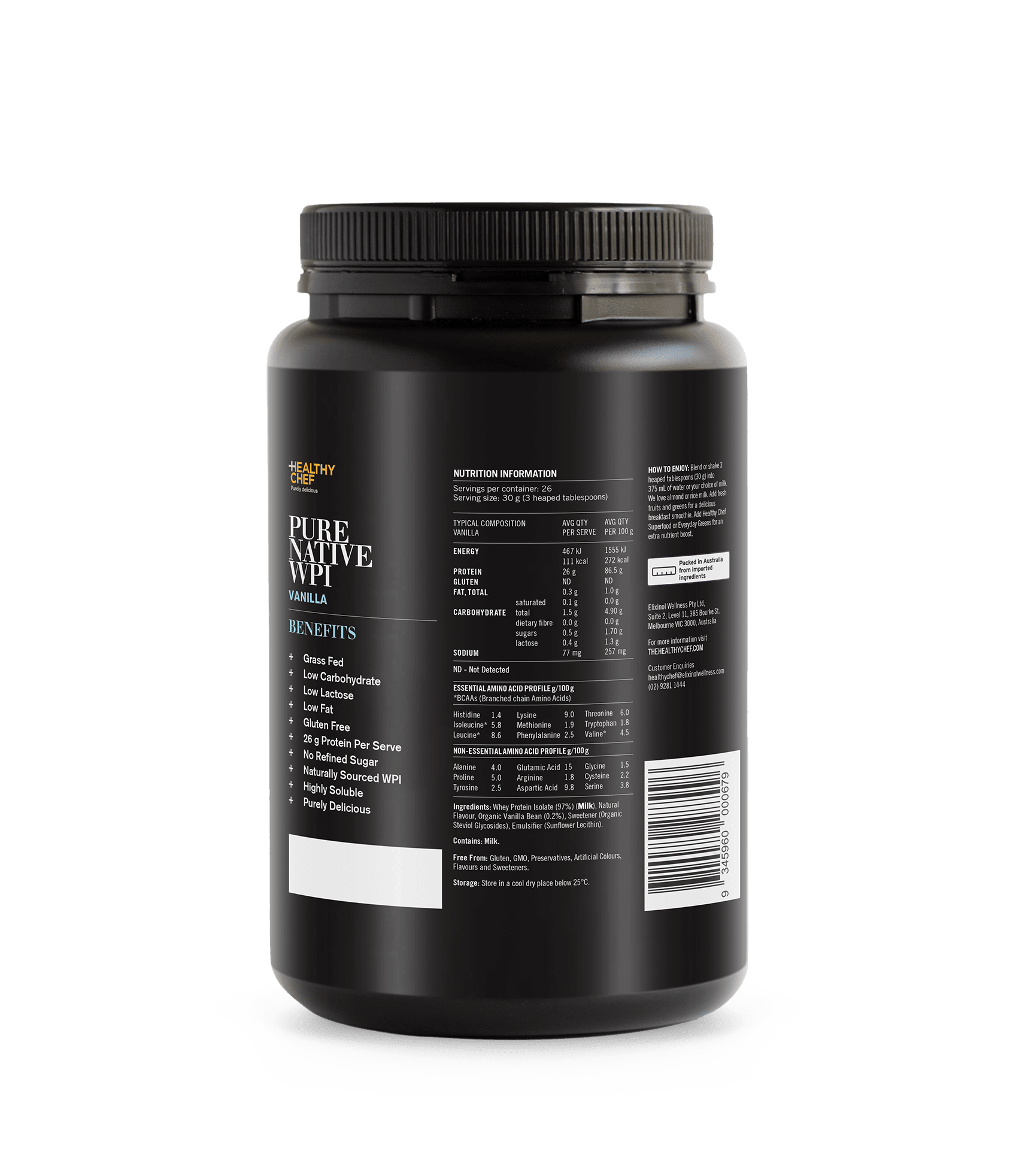 Whey Protein Isolate Vanilla Supplement Powders The Healthy Chef 